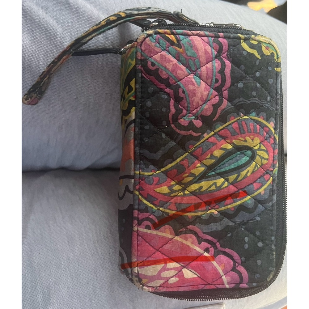 Vera Bradley Wristlet Wallet Clutch Zip Around Pink Floral Paisley